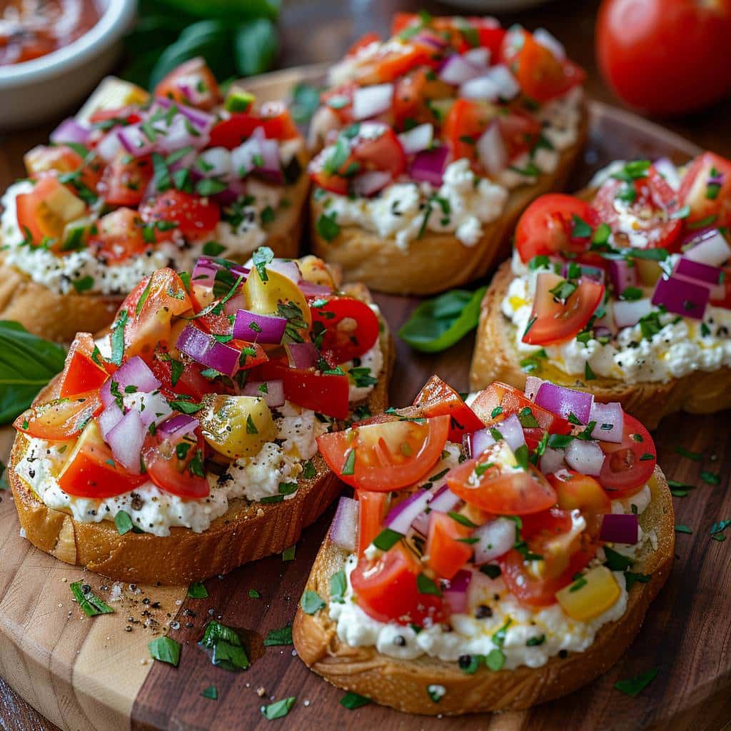 Bruschetta au ricotta et légumes à la provençale