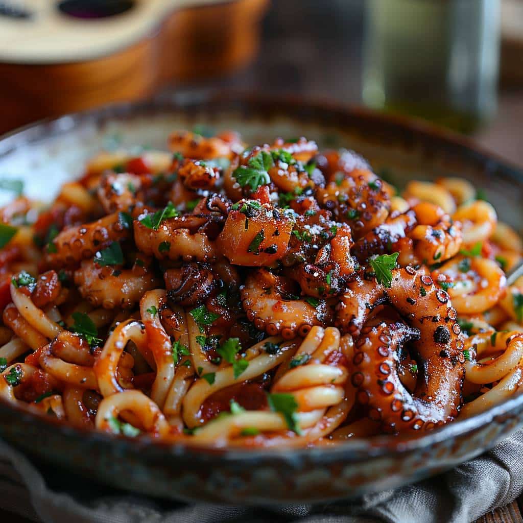 L’art de cuisiner les pâtes avec ragoût de poulpe