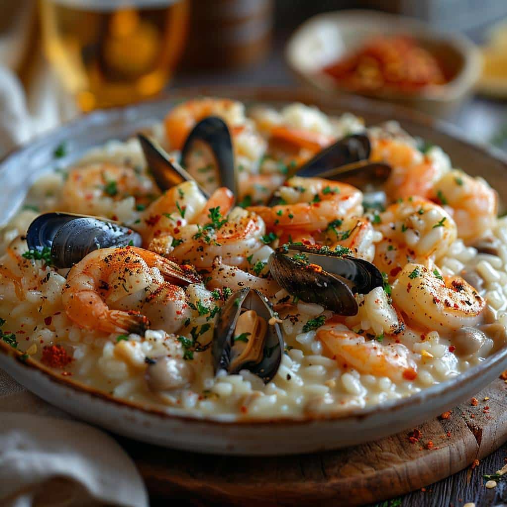 Le risotto alla pescatora – une recette raffinée – à base de mollusques et crustacés