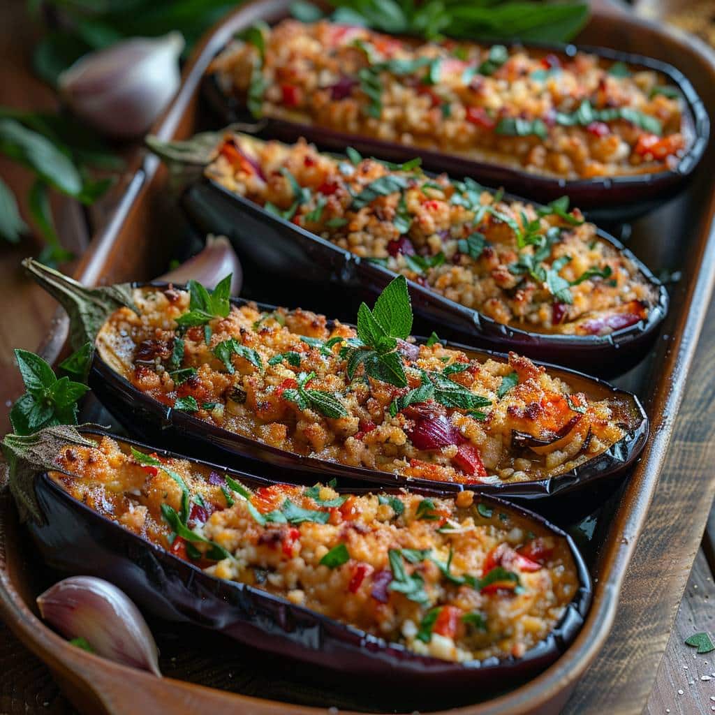 Préparation des aubergines