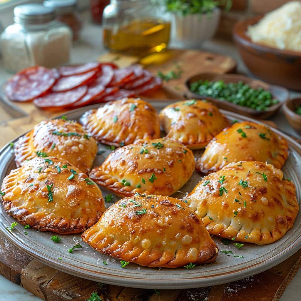 Recette de Panzerotti au four avec crème de fèves – fromage pecorino et salami