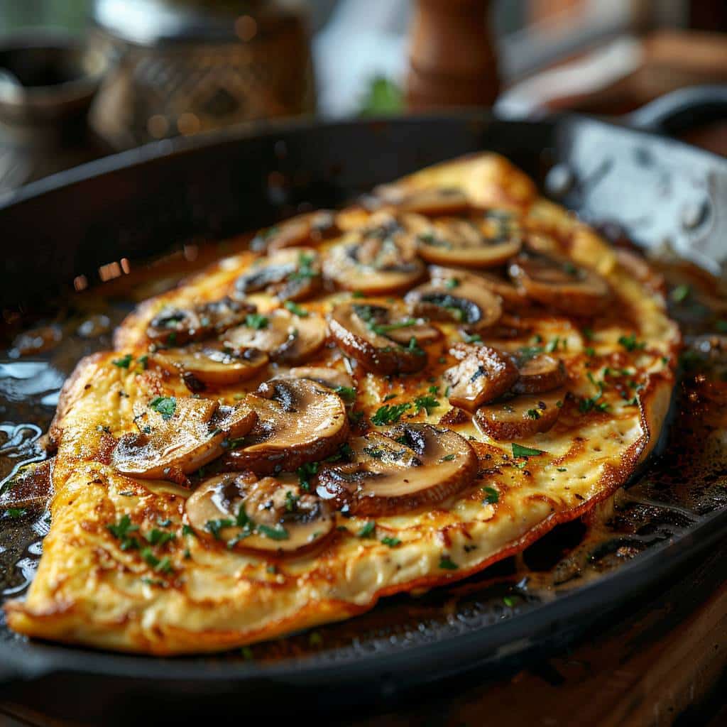 Recette Omelette au bain marie aux champignons et taleggio