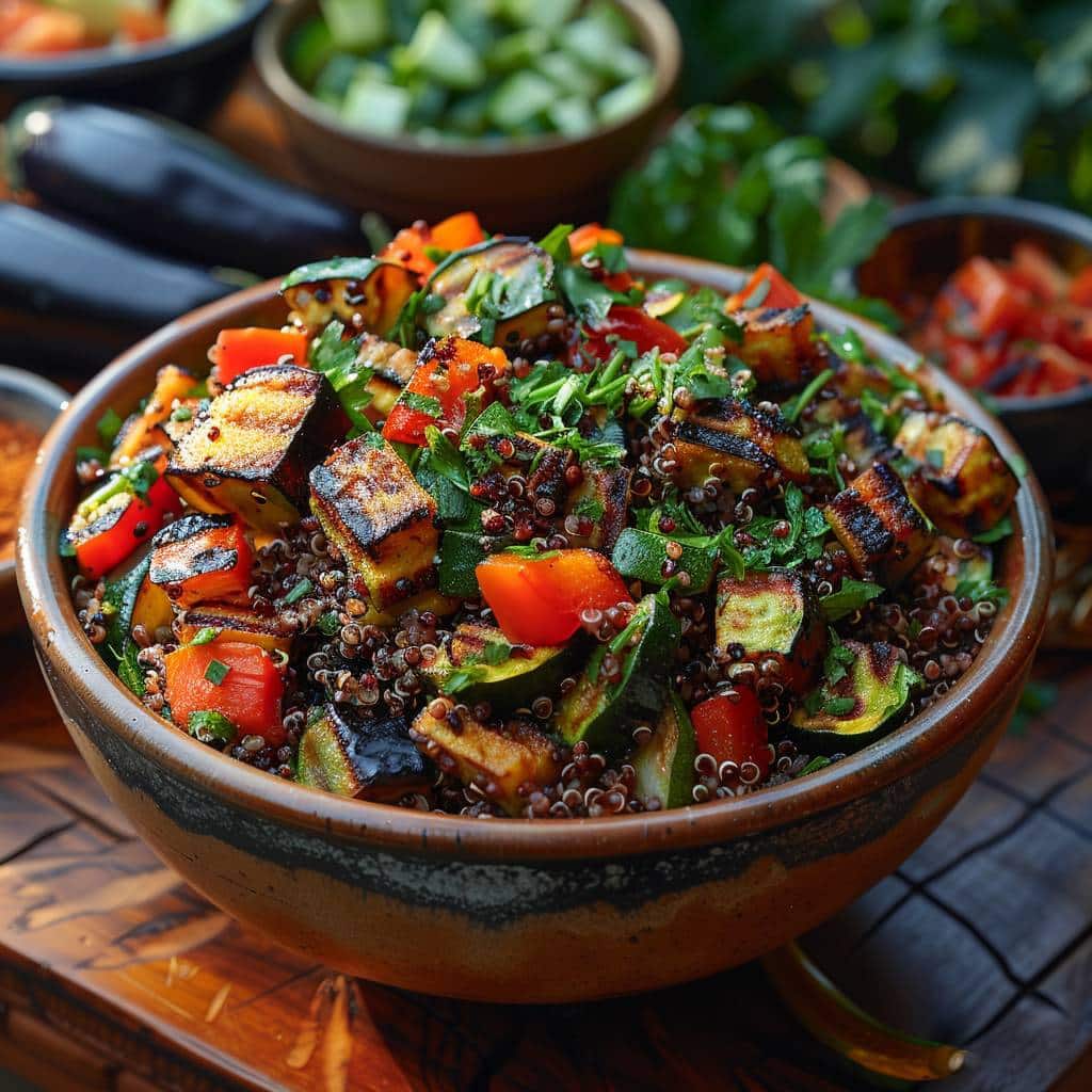 Salade de quinoa aux légumes grillés : Un accompagnement sain et savoureux