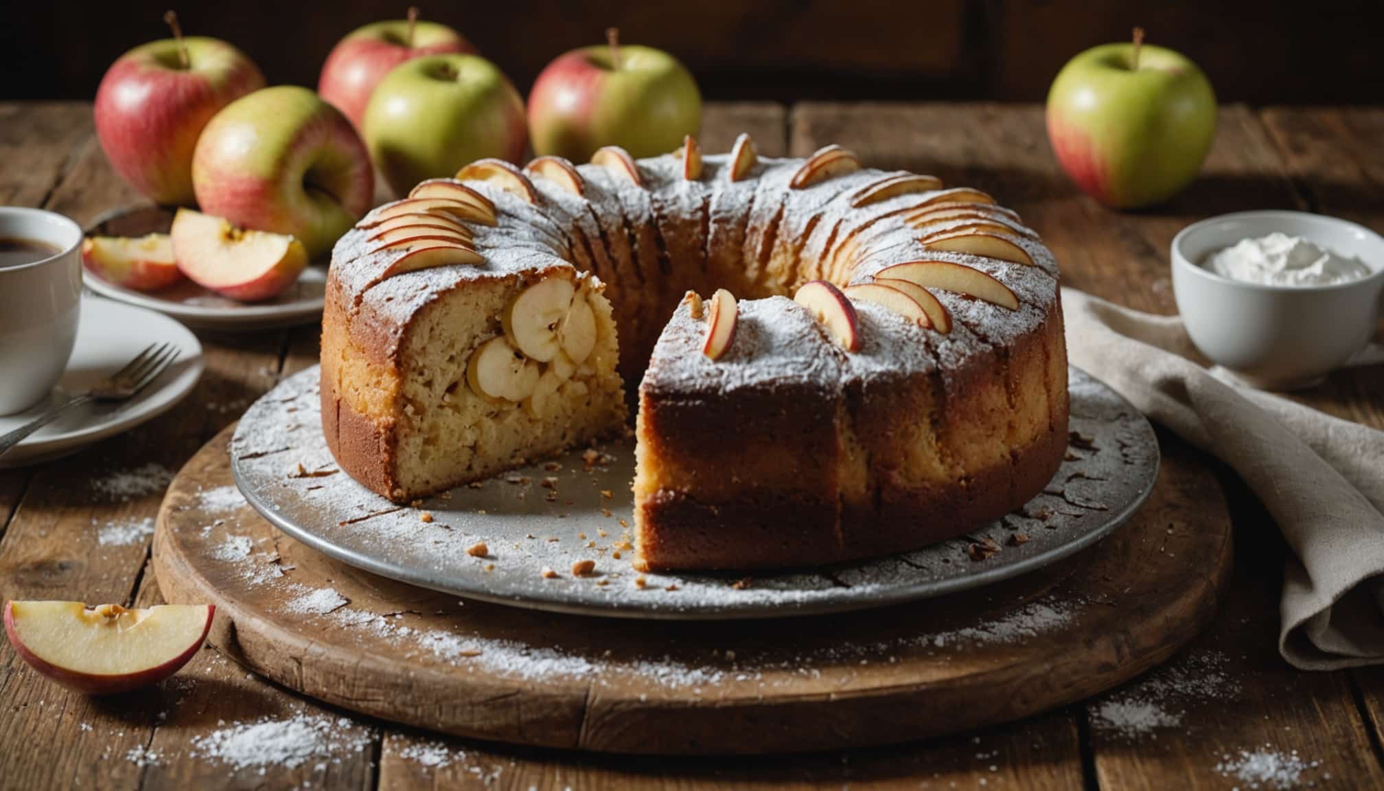 Gâteau aux pommes savoureux et léger sans œufs  
Délice aux pommes moelleux adapté aux intolérants